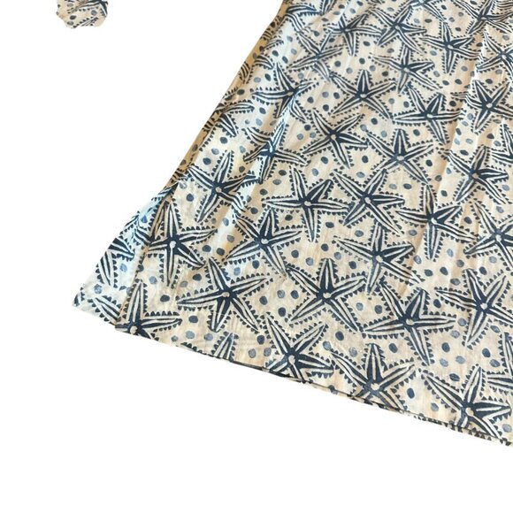 Sigrid Olsen 100% Cotton V-Neck Tunic Top Sequin Star Fish Long Sleeve Sz Medium - Picture 9 of 11